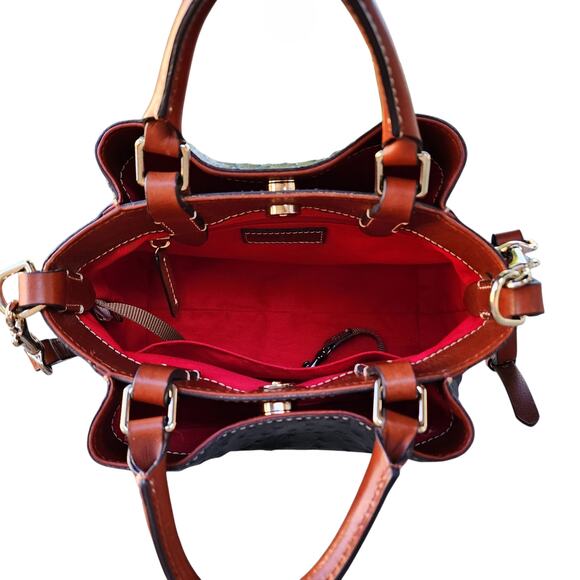 Dooney & Bourke Mini Barlow Satchel Ostrich Embossed Exotic Leather Handbag - Picture 6 of 11